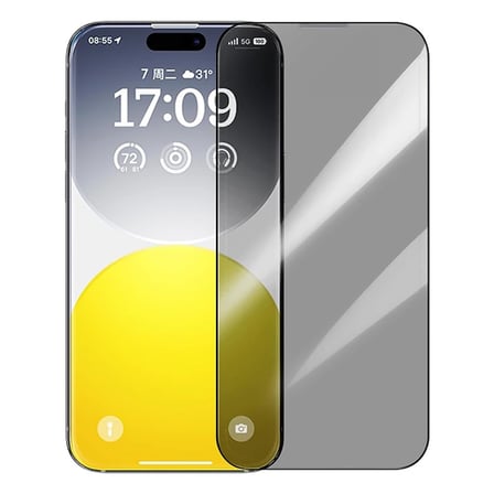 Baseus Crystalline iPhone 15 Plus Privacy Hayalet Full Koruma Cam Ekran Koruyucu-(5775)