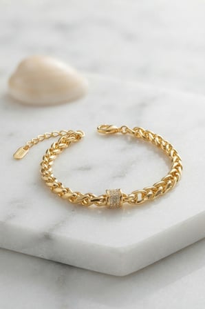 CM Gold Renk Pirinç Singapur Zincir Model Kadın Bileklik 5886
