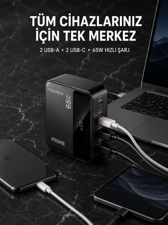 4 Portlu GaN Masaüstü Hızlı Şarj İstasyonu