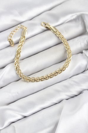 CM Singapur Zincir Model Gold Renk Pirinç Kadın Bileklik 5886
