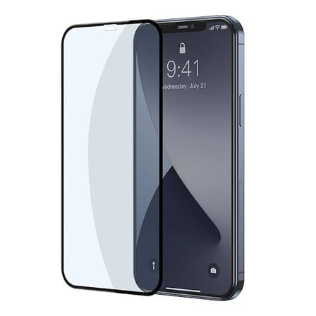 Baseus İPhone 12-12 Pro 0.3MM Full Anti Blue Light Tempered Cam Ekran Koruyucu 2Adet Set-(5775)