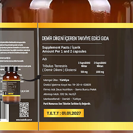Zeus Nutrition Tribulus Terrestris 60 Kapsül