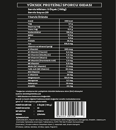 Titan Premium Gainer 3000Gr-Çikolata-Aroma