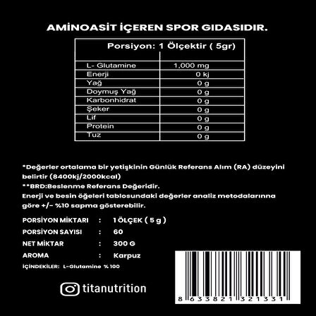 Titan Premium Glutamine 300 Gr-Karpuz-Aromalı
