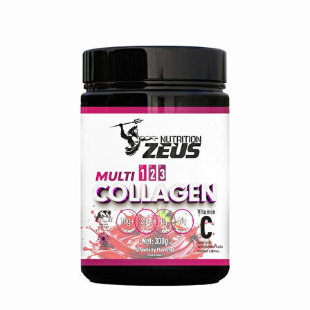 Zeus Nutrition Multi Collagen Powder 300 gr-Çilek-Aromalı