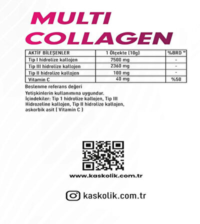Zeus Nutrition Multi Collagen Powder 300 gr-Çilek-Aromalı