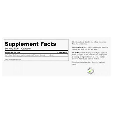 Swansonnn Lion's Mane Mushroom, 500 mg, 60 Vegan Capsules