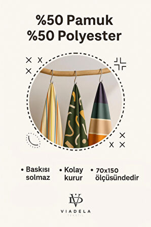 Here Comes The Sun Desenli Renkli Plaj Havlusu – Retro Güneş & Gökkuşağı Tasarım