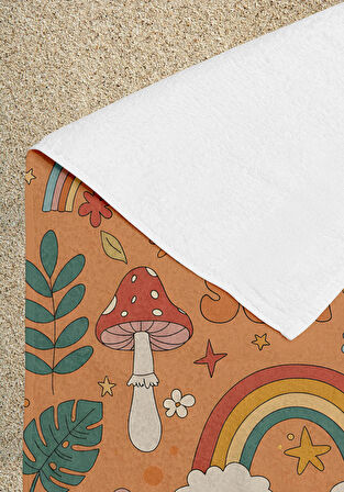 Here Comes The Sun Turuncu Plaj Havlusu – Tropikal Renkler & Yaz Simgeleri