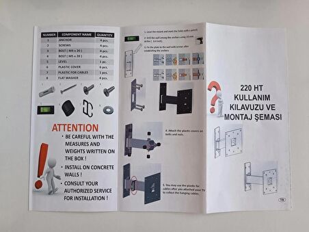 Herz Hr-10"- 27" LCD/LED/TV Tek Kollu Kilitli Hareketli Duvar Askı Aparatı