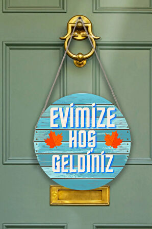 Evimize Hoşgeldiniz Kapı Duvar Süsü Modeli, Ahşap Yuvarlak Ipli Dekoratif Ev Kapı Tablosu