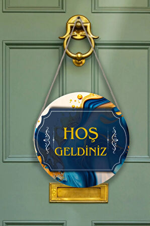 Evimize Hoşgeldiniz Kapı Duvar Süsü Modeli, Ahşap Yuvarlak Ipli Dekoratif Ev Kapı Tablosu