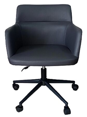 Büro Koltuğu Çalışma Sandalyesi Metal Yıldız Ayaklı Döküm Süngerli  Suni Deri