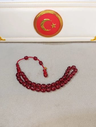 ATEŞ KEHRİBAR TESBİH KALEM İŞÇİLİKLİ
