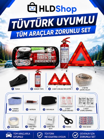 Kare Tüvtürk Uyumlu Çantalı Lüx Trafik Seti