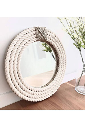 Hasır Halat Çerçeveli  Yuvarlak Duvar Aynası - 40 cm (8)