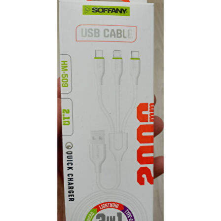 Hm-509 Smart Techno Quıck Charger 3'in'1 Çoklu 2mt Usb Şarj Kablosu 