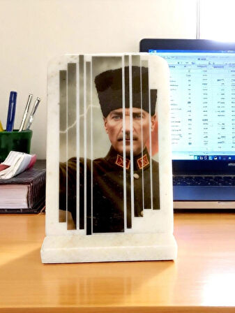 Mermer Masaüstü Atatürk Portresi 15x22 Cm (Dijital Baskı)