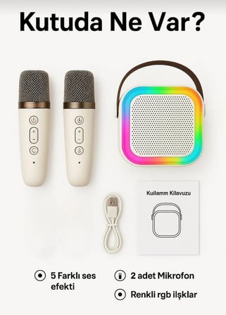 Mikrofonlu karaoke Bluetooth kablosuz Hoparlör RGB LED ışıklandırma 5 efektli ses bombası 