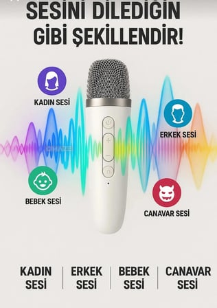 Mikrofonlu karaoke Bluetooth kablosuz Hoparlör RGB LED ışıklandırma 5 efektli ses bombası 