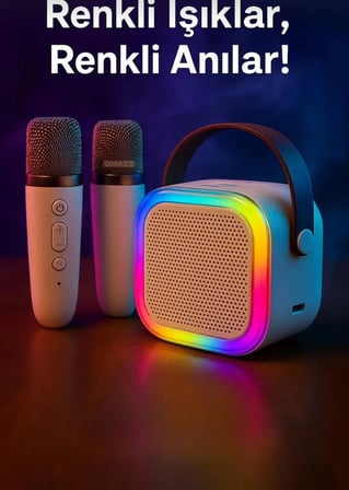 Mikrofonlu karaoke Bluetooth kablosuz Hoparlör RGB LED ışıklandırma 5 efektli ses bombası 