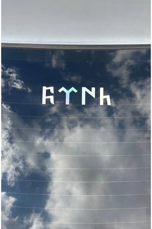 Göktürkçe Türk yazısı Holoğram 5x18 cm oto sticker hassas kesim