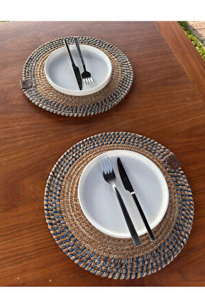 El Yapımı Hasır Dokulu 2’li Supla – Leke Tutmaz, Şık Sofralar İçin