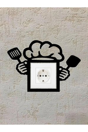 Mutfak Maşalı Aşçı Dekoratif Duvar Priz Anahtar Çerçevesi Süsü 5 ADET