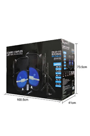 Profesyonel Aktif/Pasif Ayaklı Kabin Hoparlör Seti 900W Bluetooth Şarjlı Işıklı Part Box +2 Mikrofon