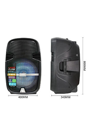 Profesyonel Aktif/Pasif Ayaklı Kabin Hoparlör Seti 900W Bluetooth Şarjlı Işıklı Part Box +2 Mikrofon