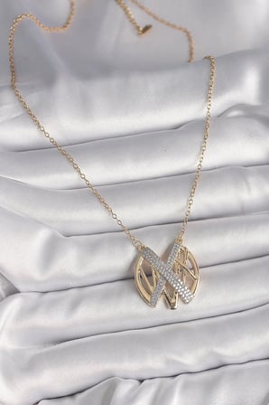 316L Çelik Gold Renk Zirkon Taşlı Vintage Model Kadın Kolye 5886