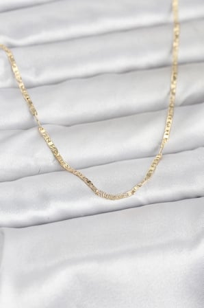 CM 14K Gold Renk Yassı Zincir Model 60 cm Kadın Kolye 5886