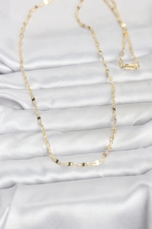 CM 14K Gold Renk Yassı Gemici Zincir Model 60 cm Kadın Kolye 5886