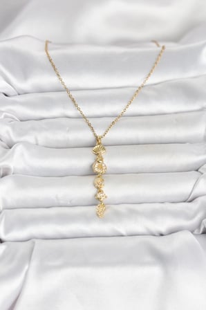 316L Çelik Gold Renk Deniz Temalı Y Model Zirkon Taşlı Kadın Kolye 5886