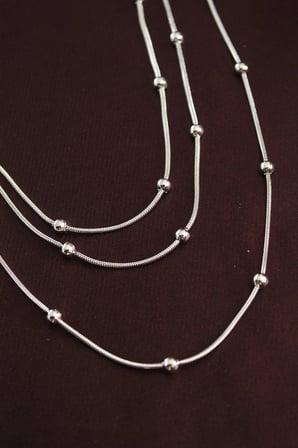 316L Çelik Gümüş Renk Minimal Topçuk Model Çoklu Kolye 5886