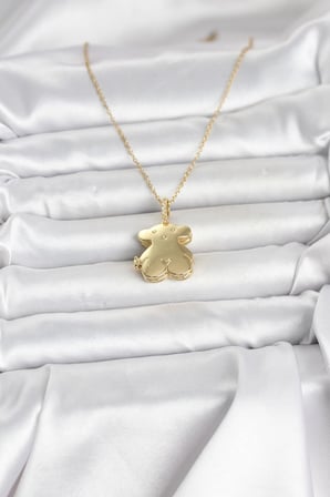 316L Çelik Zincir Gold Renk Ayıcık Model Açılabilir Kadın Kolye 5886