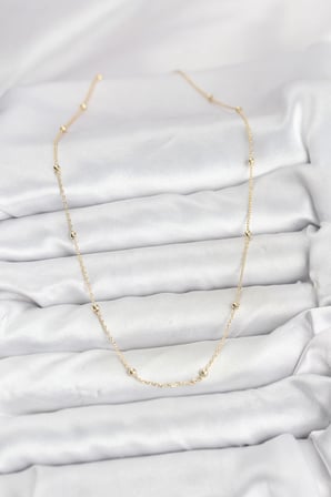 CM 14K Gold Renk Minik Top Zincirli Kadın Kolye 5886