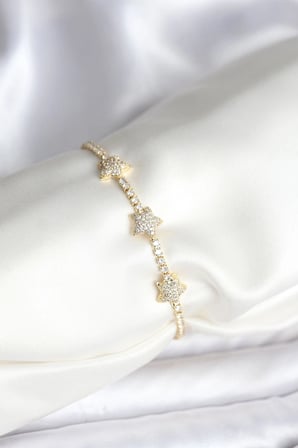 Yıldız Model Zirkon Taşlı Gold Renk Pirinç Su Yolu Kadın Bileklik 5886