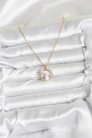 316L Çelik Zincir Gold Zirkon Taşlı Yılbaşı Temalı Kadın Kolye 5886
