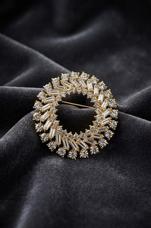 Gold Renk Zirkon Taşlı Halka Model Broş 5886