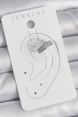 Pirinç Gümüş Renk Zirkon Taşlı Kıkırdak Model Kadın Küpe 5886