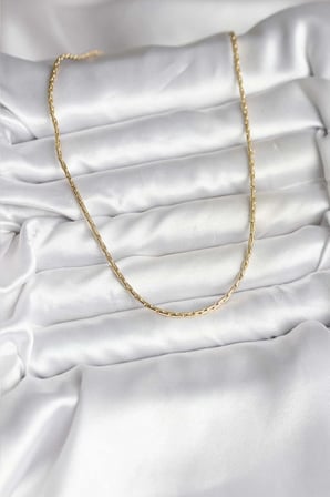 14K Gold Renk Kaplama İnce Zincir Model CM Kadın Kolye 5886