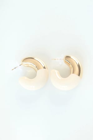 CCB Krem Gold Çift Renk Küpe 5886