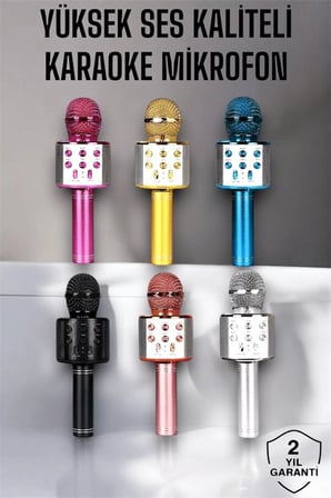 Kablosuz Bluetooth Karaoke Mikrofon USB ve AUX Girişli Yüksek Ses Kalitesi