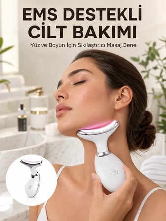 Cilt Yenileyici Şarjlı Güzellik Aleti – Pozitif/Negatif İyon Titreşimli Masaj ve Kırmızı-Mavi-Yeşil Işıkla Yeni Nesil