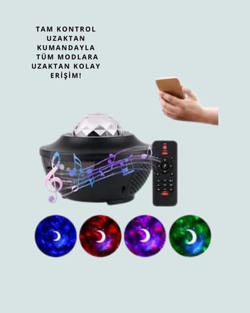 Müzik Ritimli Işık Değişimi & Dönen Dalga Efekti – Galaxy Projektör