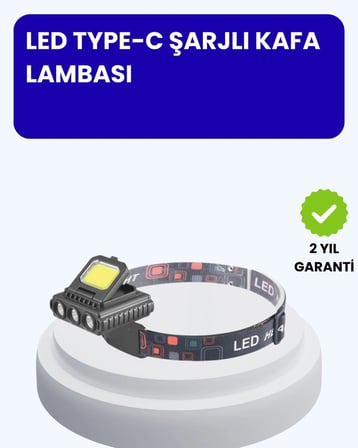 800 Lumen LED Kafa Lambası COB ve XPE Led Type C Şarjlı Ayarlanabilir