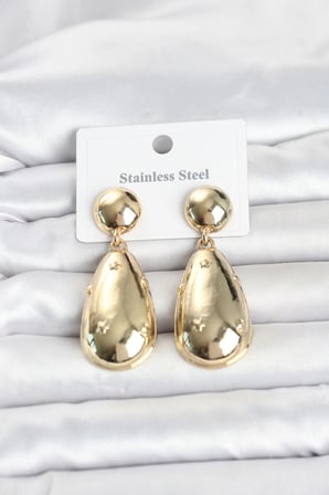 316L Çelik Gold Renk Damla Model Kadın Küpe 5886