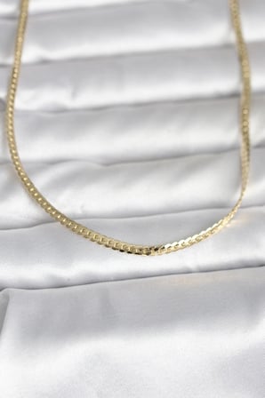 CM 14K Gold Renk Yassı Zincir Model 45 cm Kadın Kolye 5886