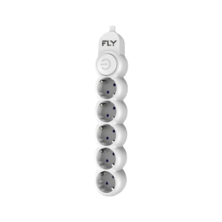 FLY 3394-01 5 Soket Akım Korumalı Priz 2.1A Anahtarlı 2Mt Kablo (Beyaz)(1923)